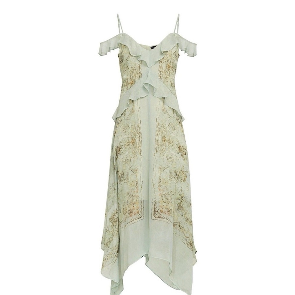 BCBGMaxAzria Asymmetrical Mint Dress with Ruffles - Picture 3 of 9